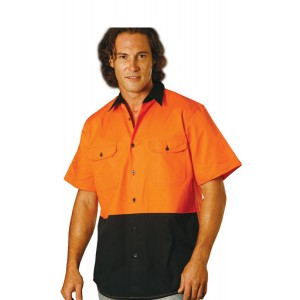 Hi-Vis Two Tone Cool-Breeze Short Sleeve Cotton Work Shirt 
